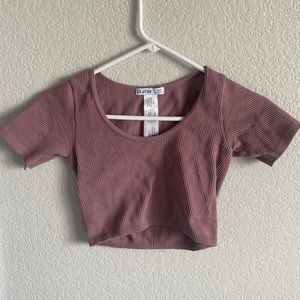 From Aerie, ribbed dusty rose pink crop top, size small